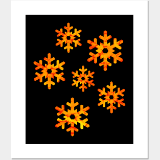 Watercolor Snowflakes (Orange-Yellow) Posters and Art